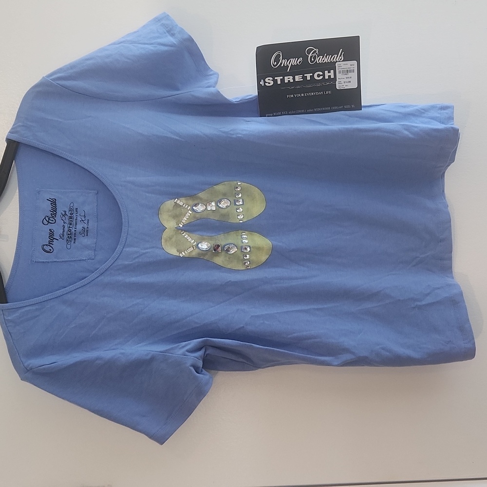 Ladies short sleeve stretch tshirt with Flip flops